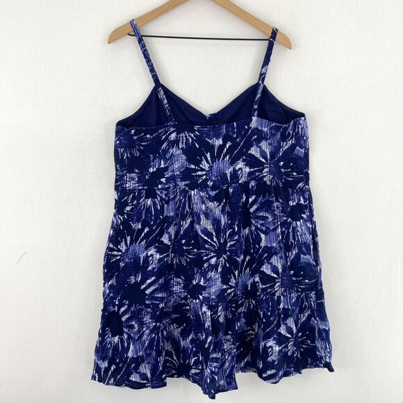 GAP Button Front Tiered Blue Floral Print Babydoll Dress size Large - Picture 3 of 10